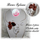 Parure bijoux mariage champêtre fleur orchidée marron chocolat sur coeur en arabesques alu argent